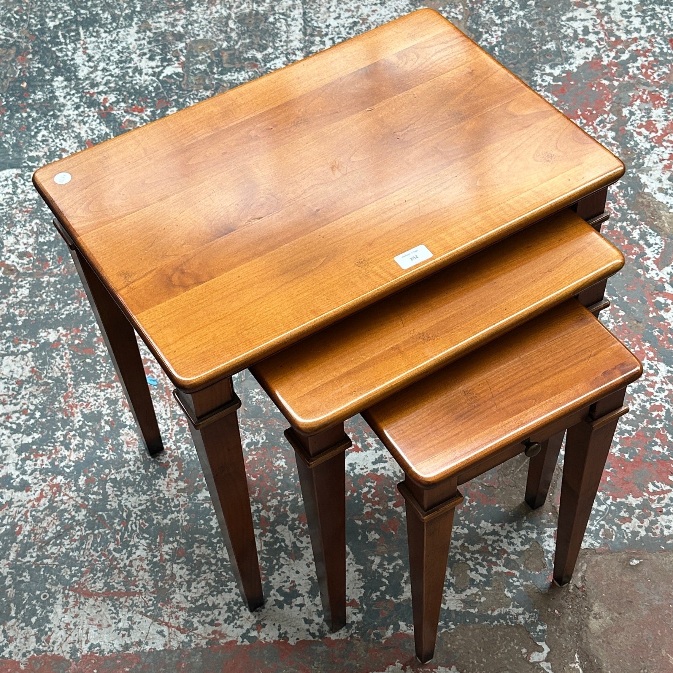 French cherry wood vintage nest of tables