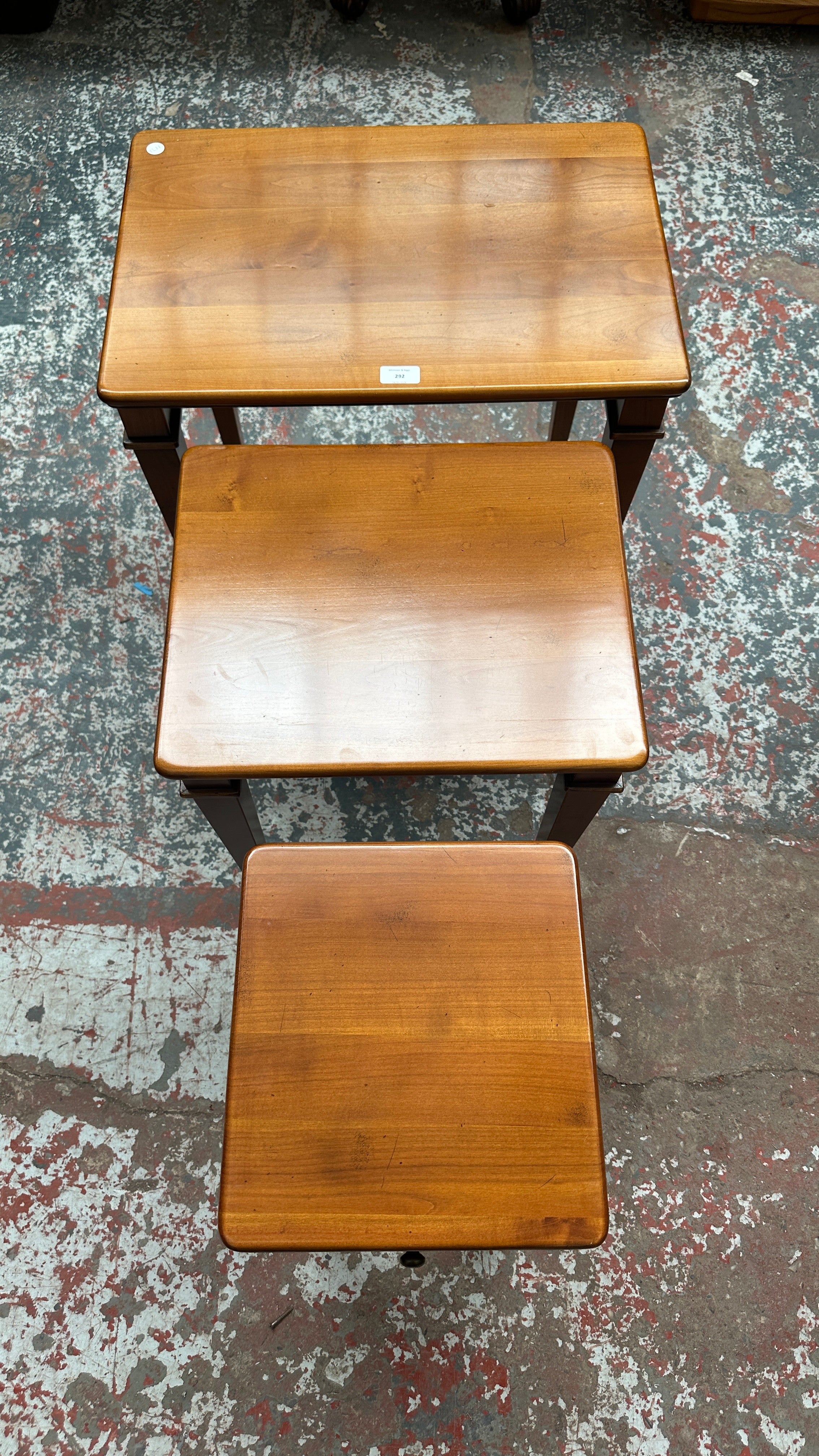 French cherry wood vintage nest of tables