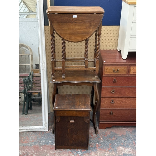 20th century art deco oak drop leaf gateleg table with barley twist legs
