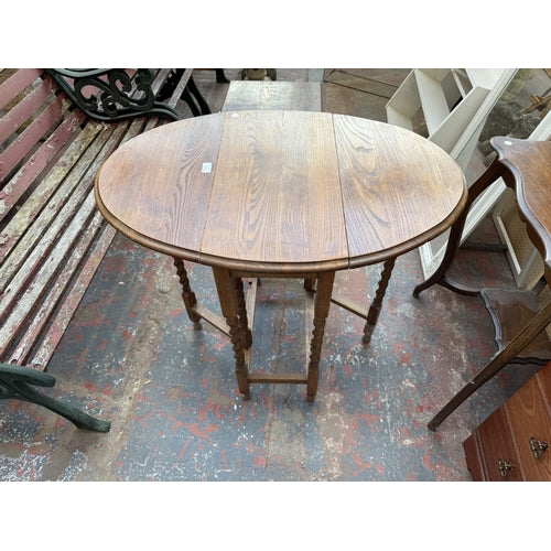 20th century art deco oak drop leaf gateleg table with barley twist legs