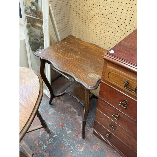Edwardian beech serpentine side table