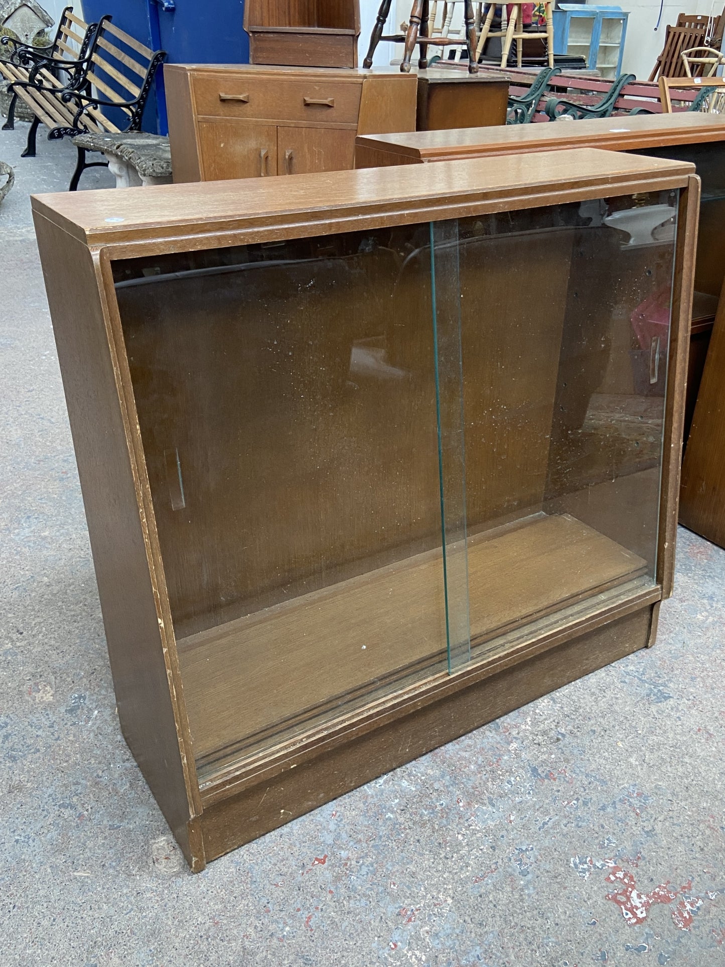 Mid Century G-Plan Brandon Oak Display cabinet with sliding glass door