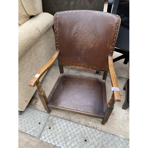 A MID 20TH CENTURYLEATHER BACKED CHAIR