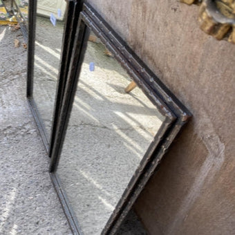 VINTAGE CAST IRON FRAMED WALL MIRRORS, 23.5" X 14" EACH