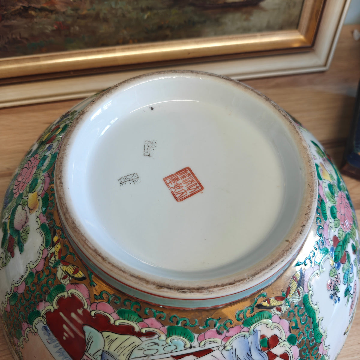 Gorgeous large vintage Famille Rose bowl