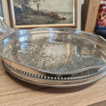 Good Quality Vintage Silver plated Round Serving tray with tall gallery Luikely Barker Ellis