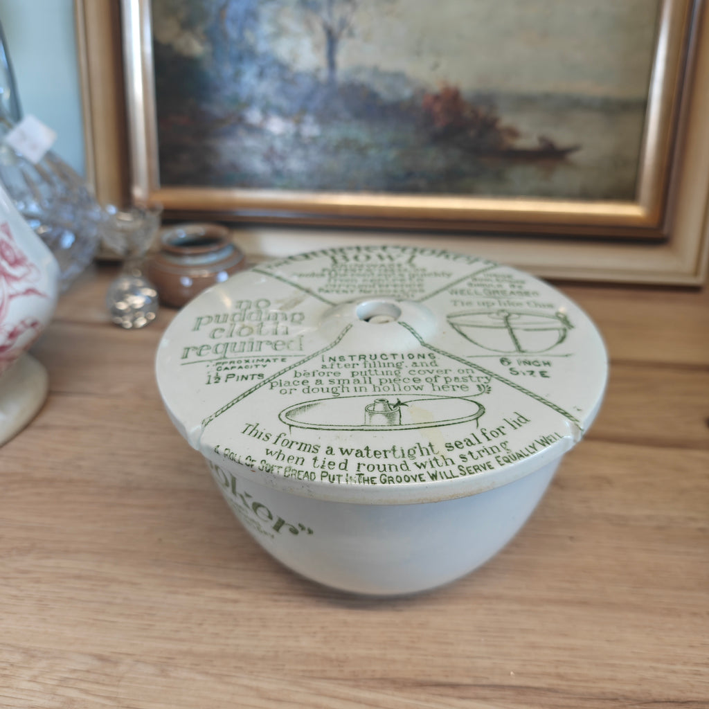 Antique Grimwades "Quick-Cooker" pudding bowl with lid