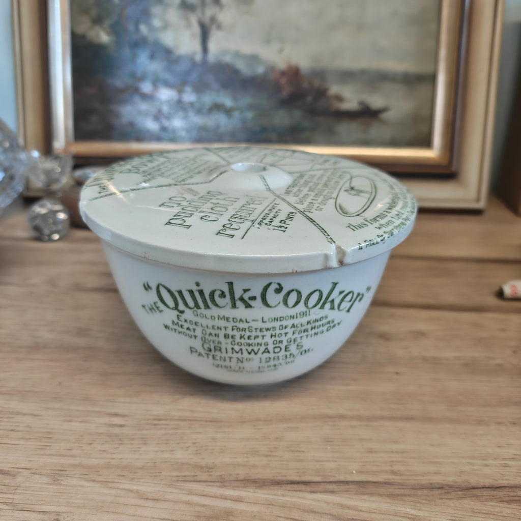 Antique Grimwades "Quick-Cooker" pudding bowl with lid