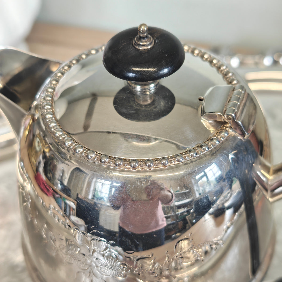Victorian Silver Plated Teapot: Sheffield English Georgian Revival, 1910