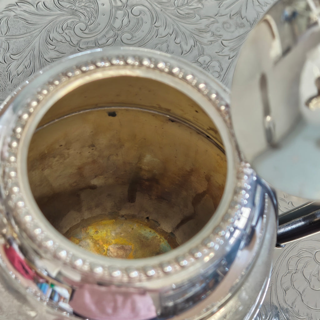 Victorian Silver Plated Teapot: Sheffield English Georgian Revival, 1910