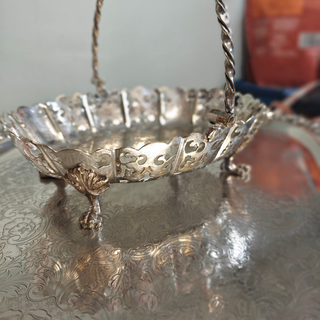 Antique Edwardian Silver Plated Cake Basket, 1900
