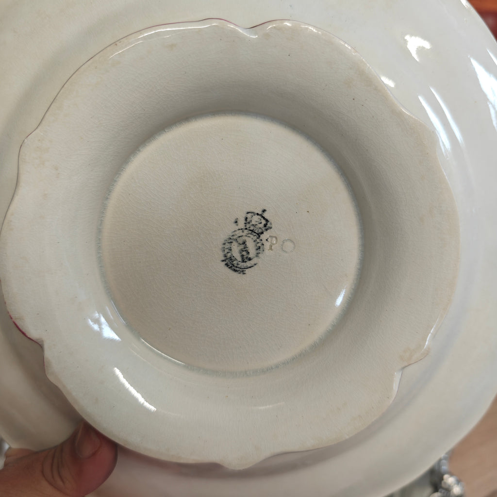 French faience (earthenware) pedestal serving plate or tazza  by the historic Keller &amp; Guérin (K&amp;G) Lunéville