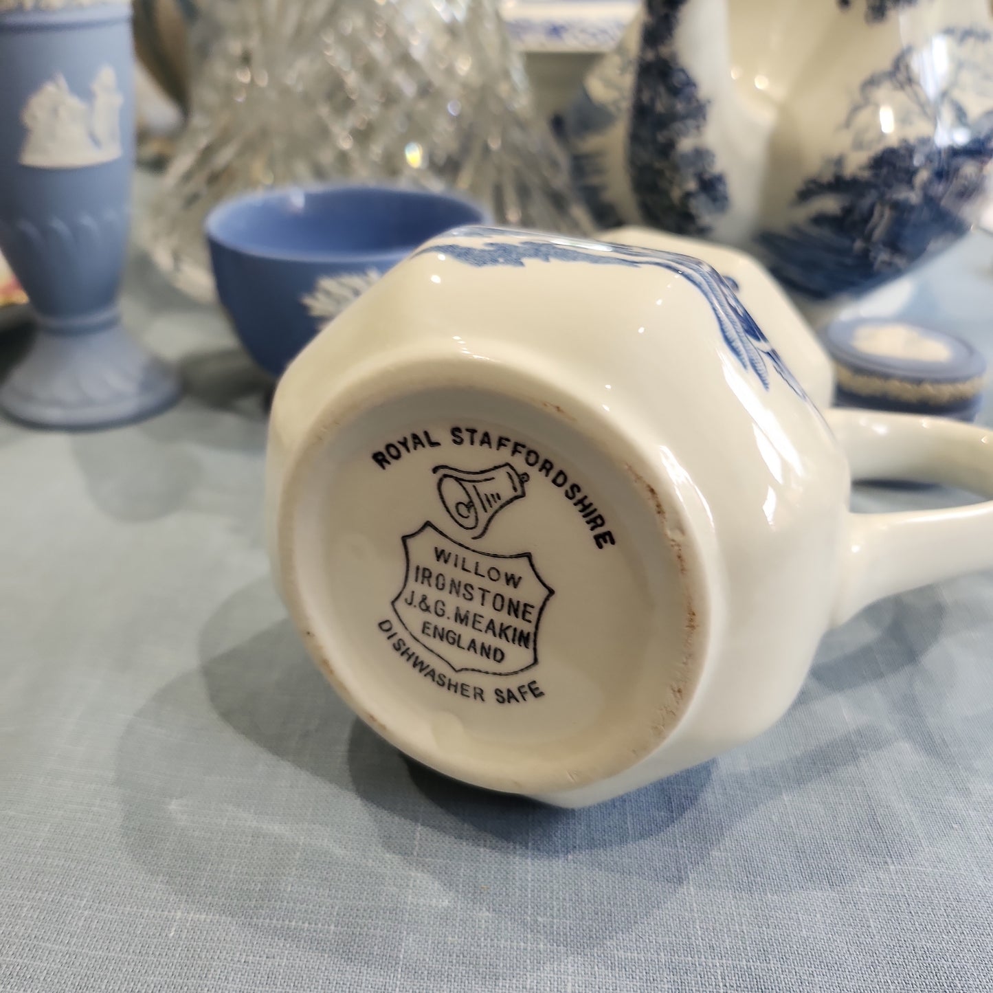Royal Staffordshire blue willow milk jar