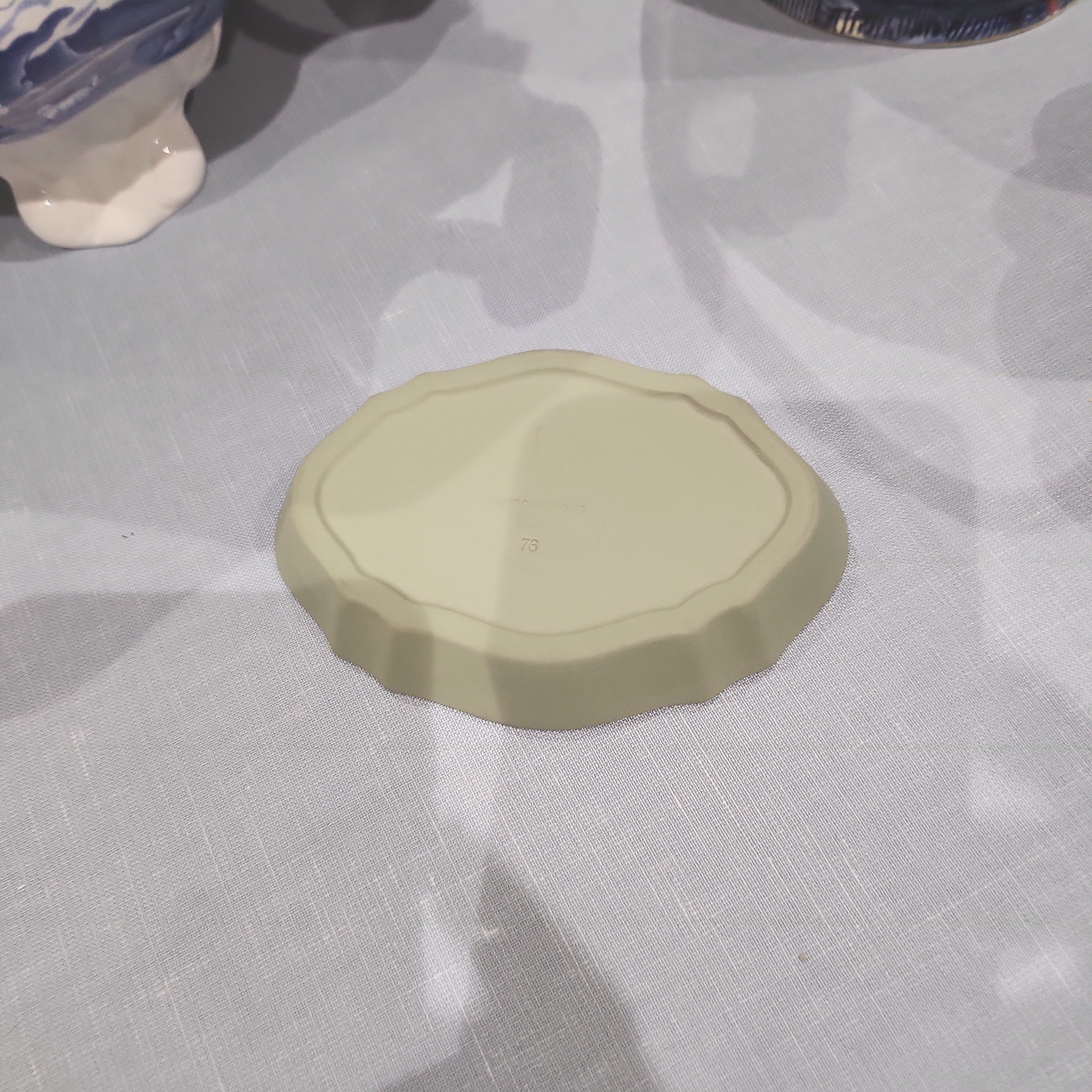 Wedgwood jasperware sage green oval shaped tinket dish