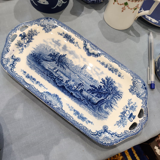 Johnson Brother Old Britain Castle blue and white rectangle sandwich tray