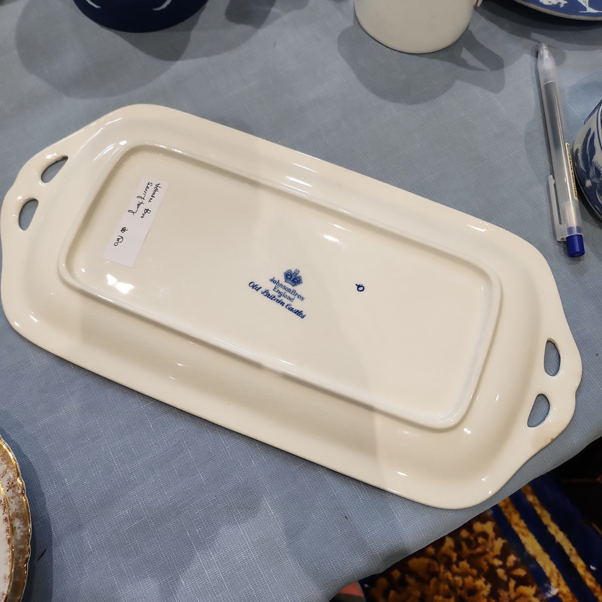 Johnson Brother Old Britain Castle blue and white rectangle sandwich tray