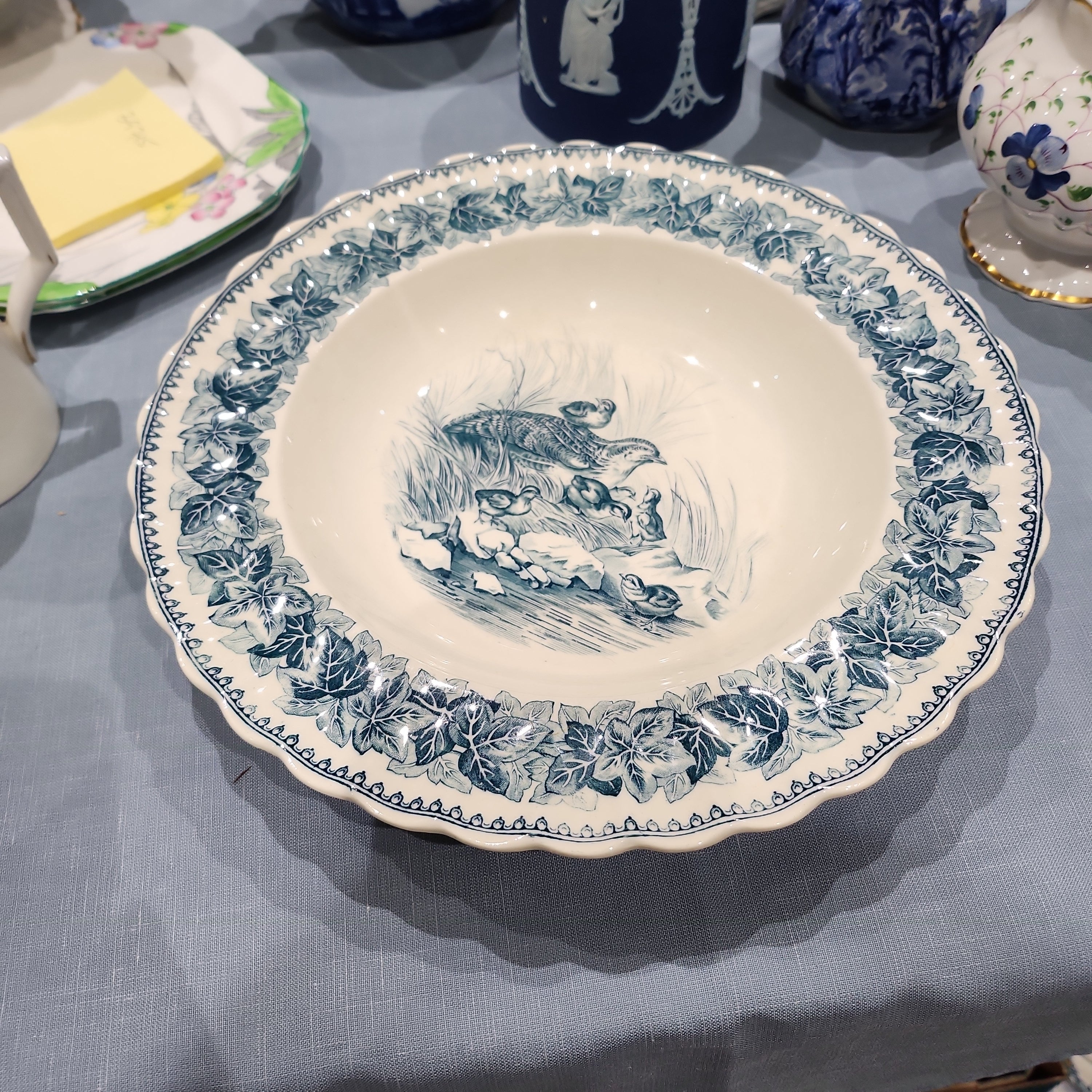 Whimsical rare Antique Spode Copeland Wild Bird series Bowl with rim