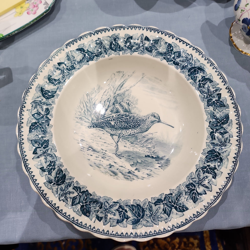 Whimsical rare Antique Spode Copeland Wild Bird series Bowl with rim