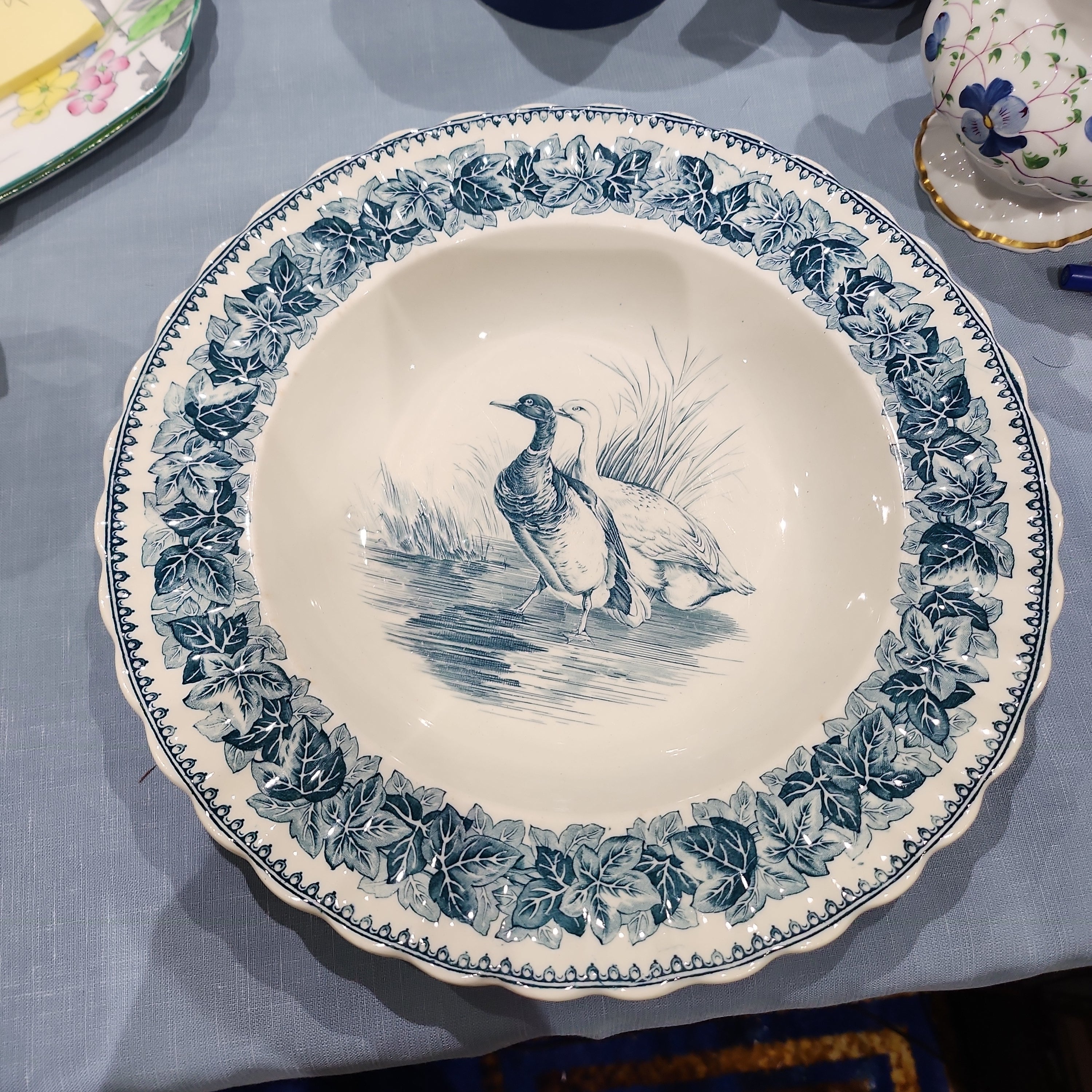 Whimsical rare Antique Spode Copeland Wild Bird series Bowl with rim