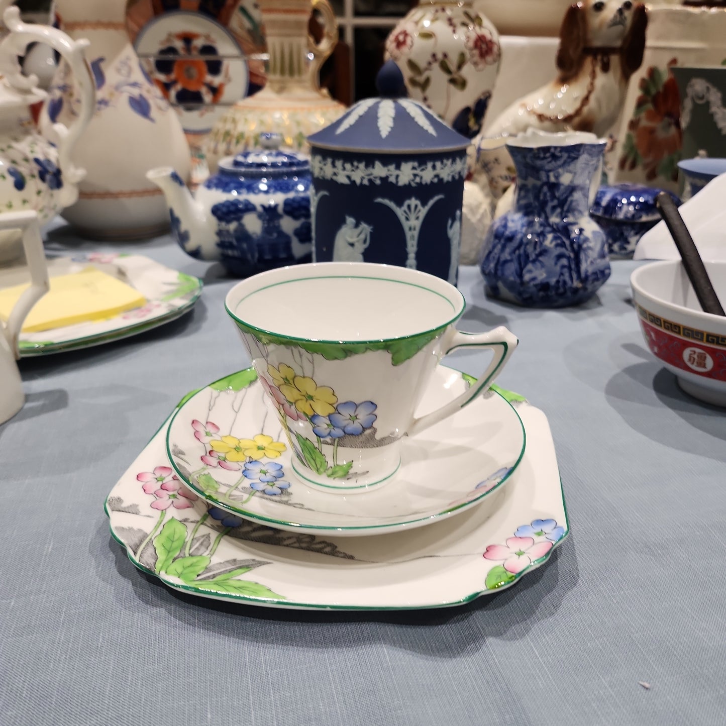 Rare Lea Heathcote handpainted tea set with square cake plate