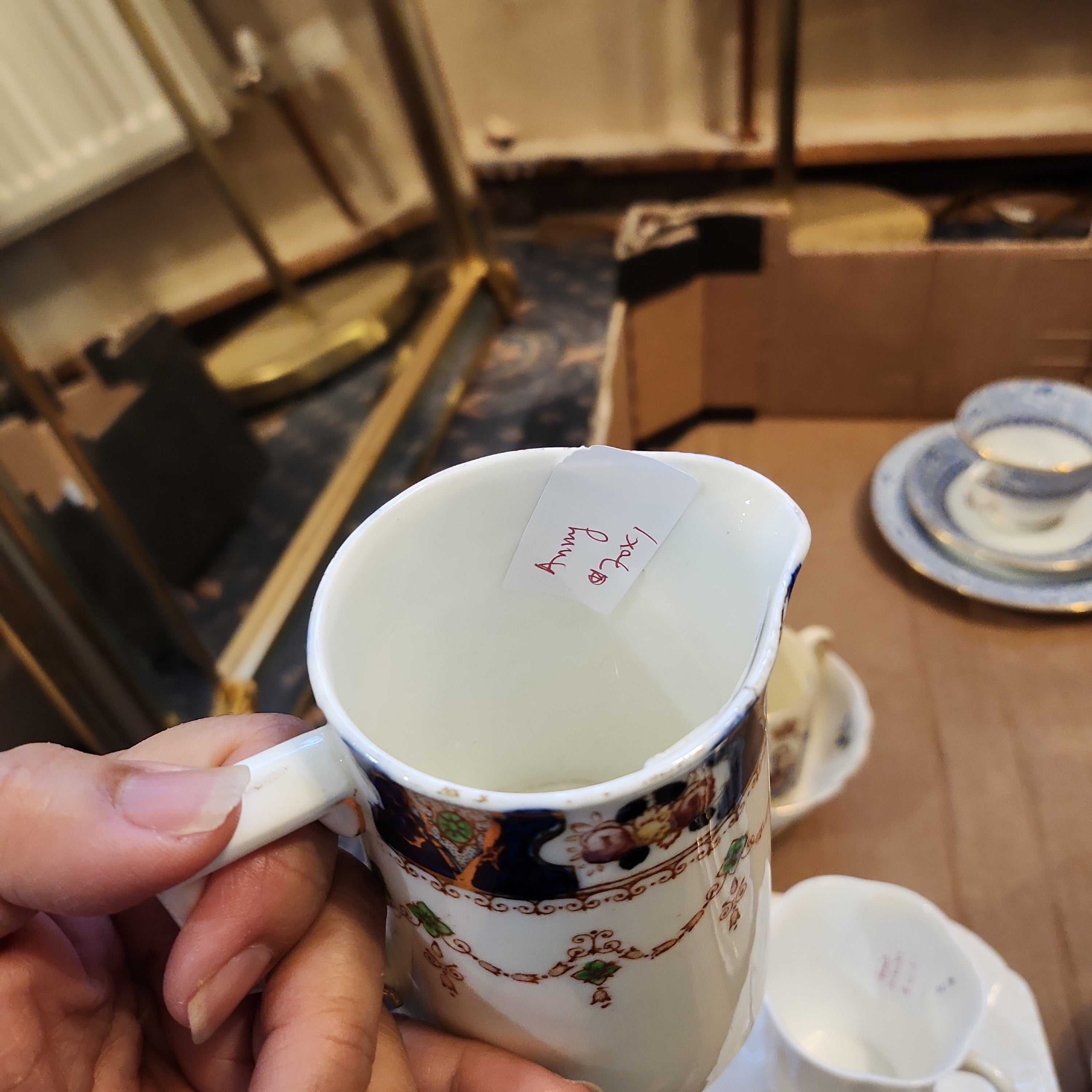 Antique imari blue cobalt milk jug