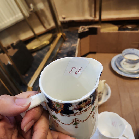 Antique imari blue cobalt milk jug