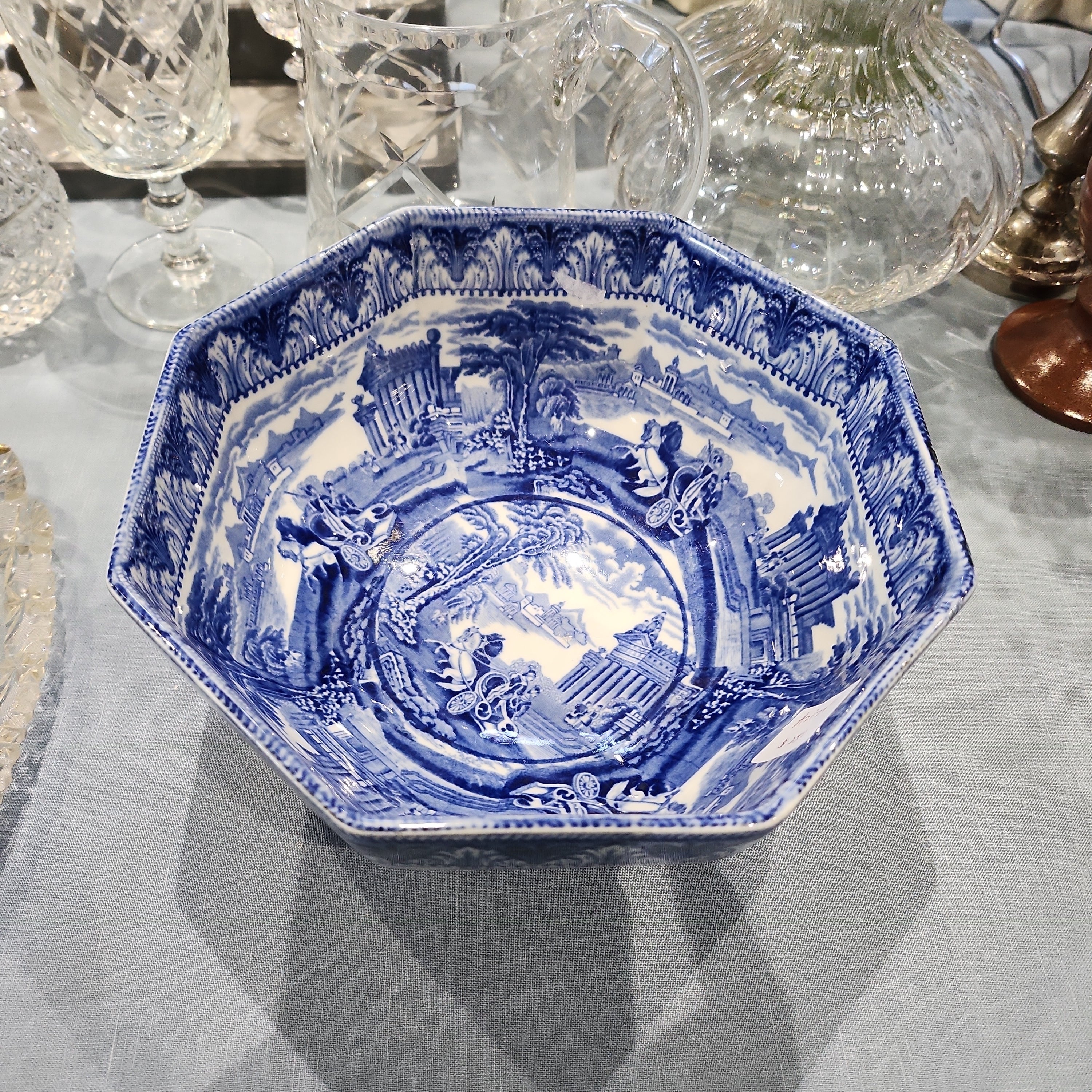 Antique Cauldon big blue and white bowl