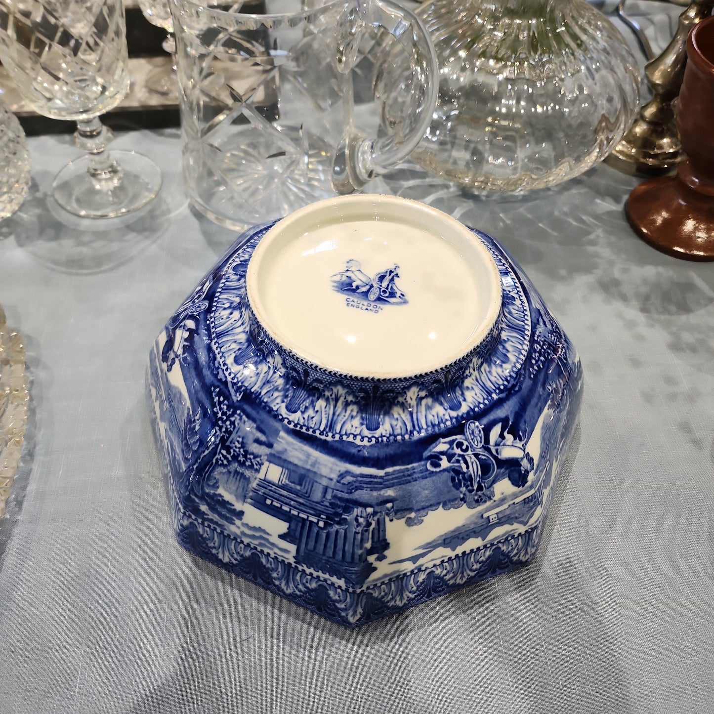 Antique Cauldon big blue and white bowl