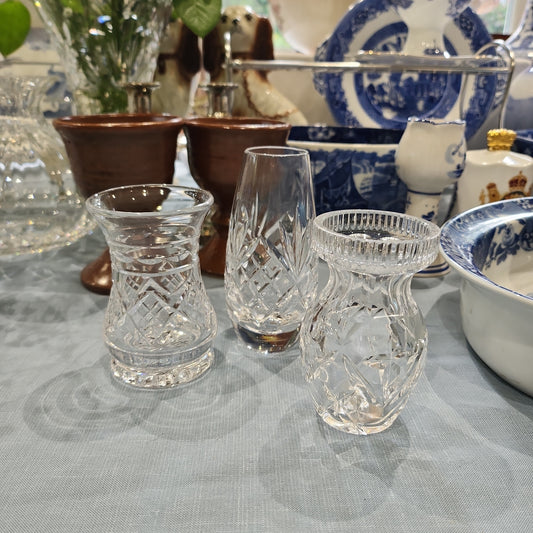 3 x quality Waterford crystal small vases