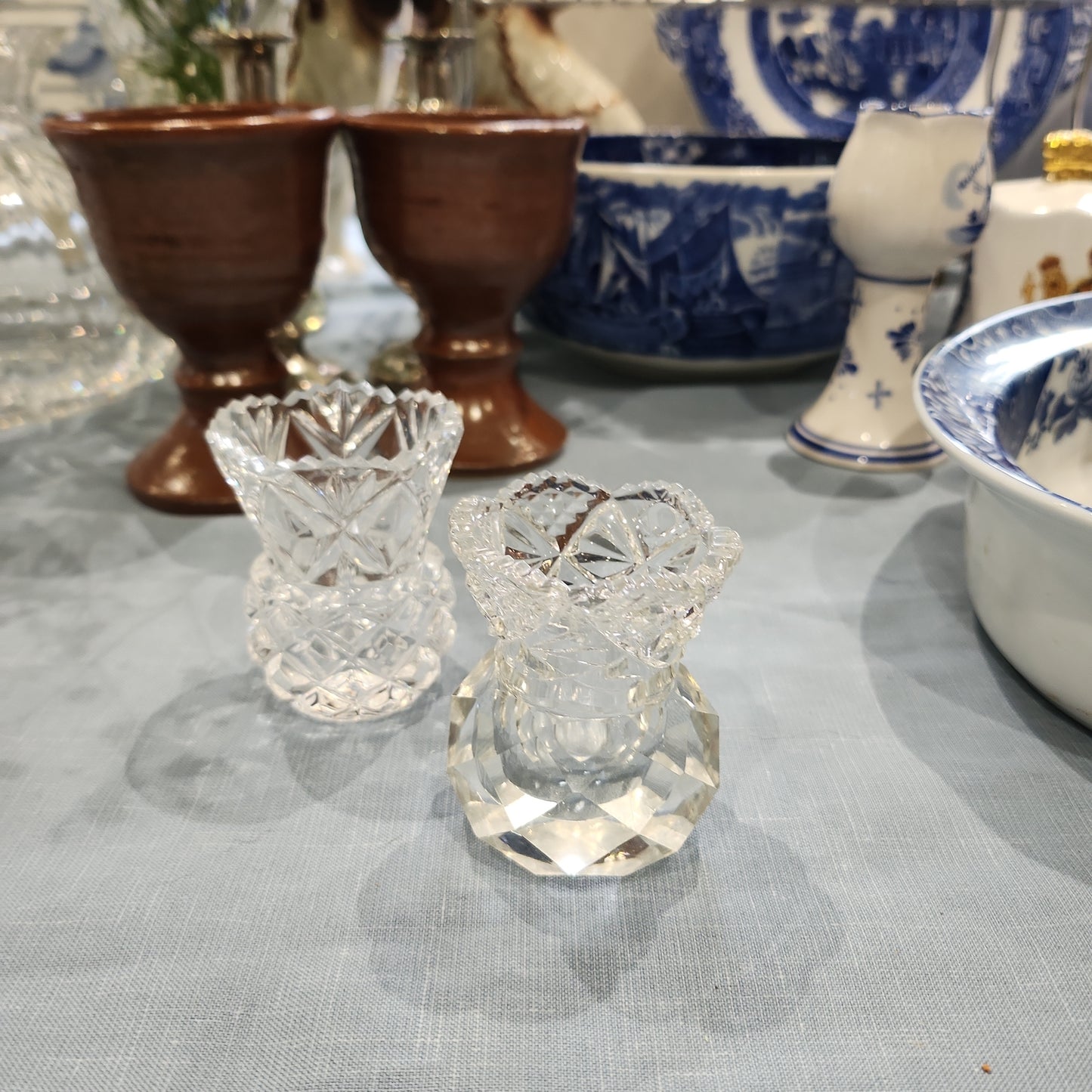 2 x high quality crystal vase rose cut