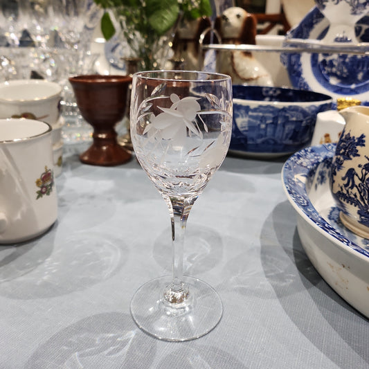 High quality crystal glass with flora itching 15 cm