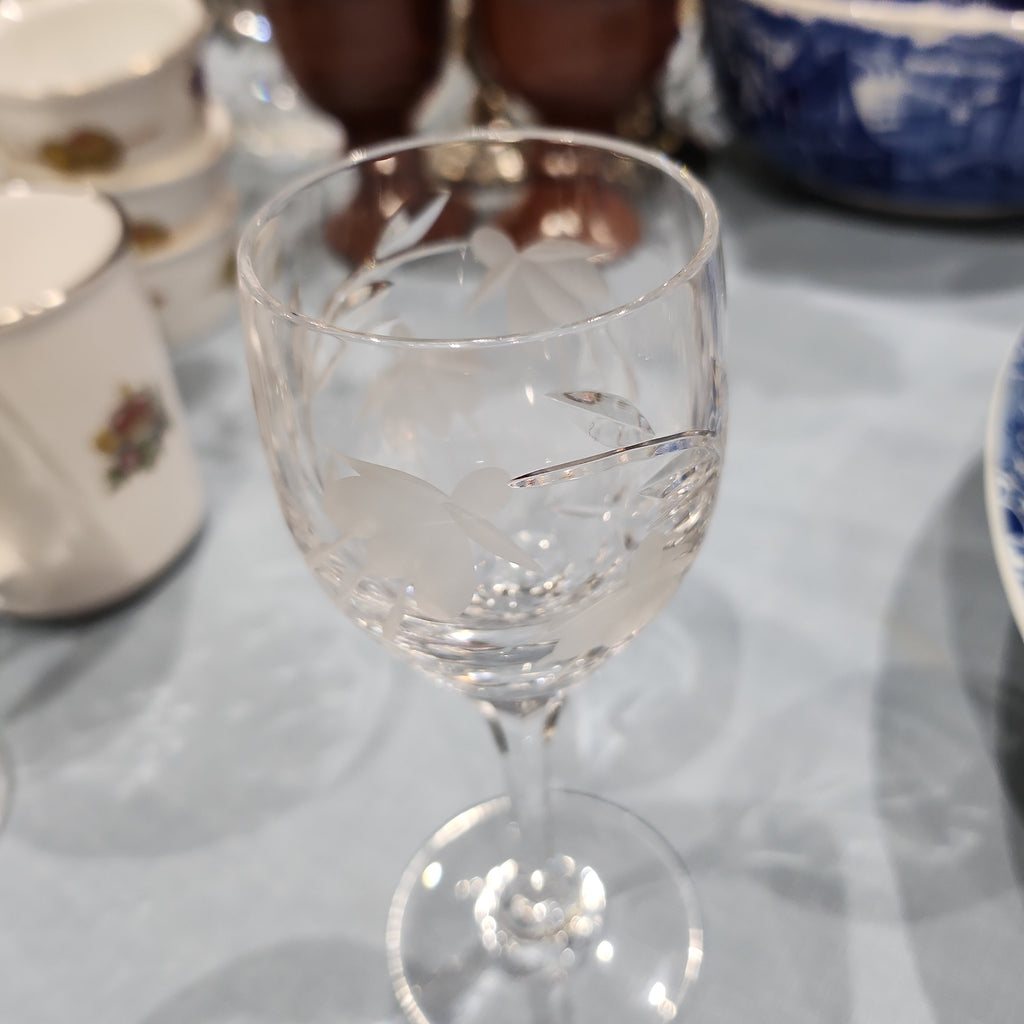 High quality crystal glass with flora itching 15 cm