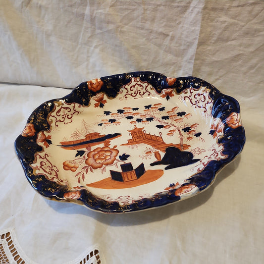 Amazing 19th century Charles Hobson and skn handpainted bowl - Chusan - with crazing