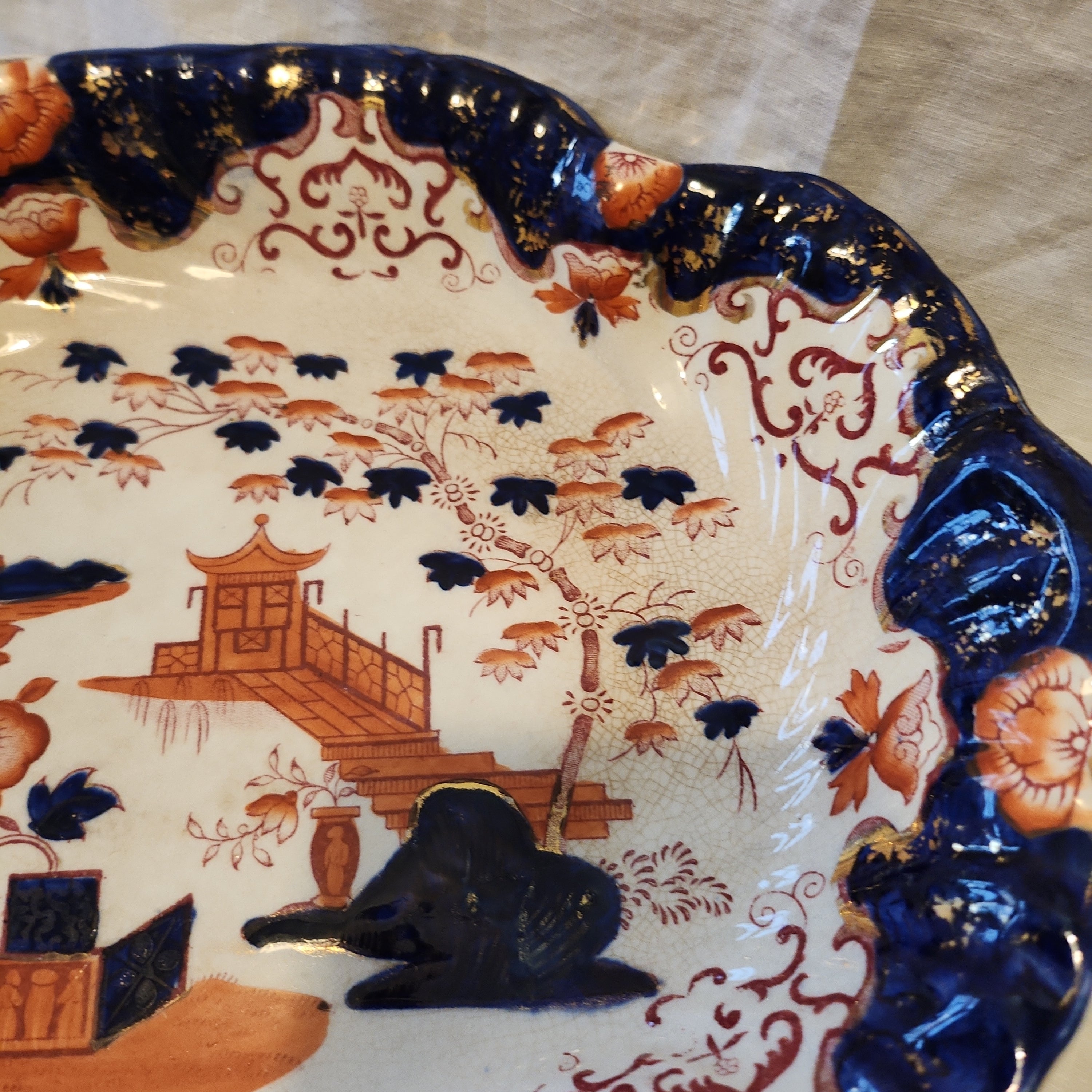 Amazing 19th century Charles Hobson and skn handpainted bowl - Chusan - with crazing