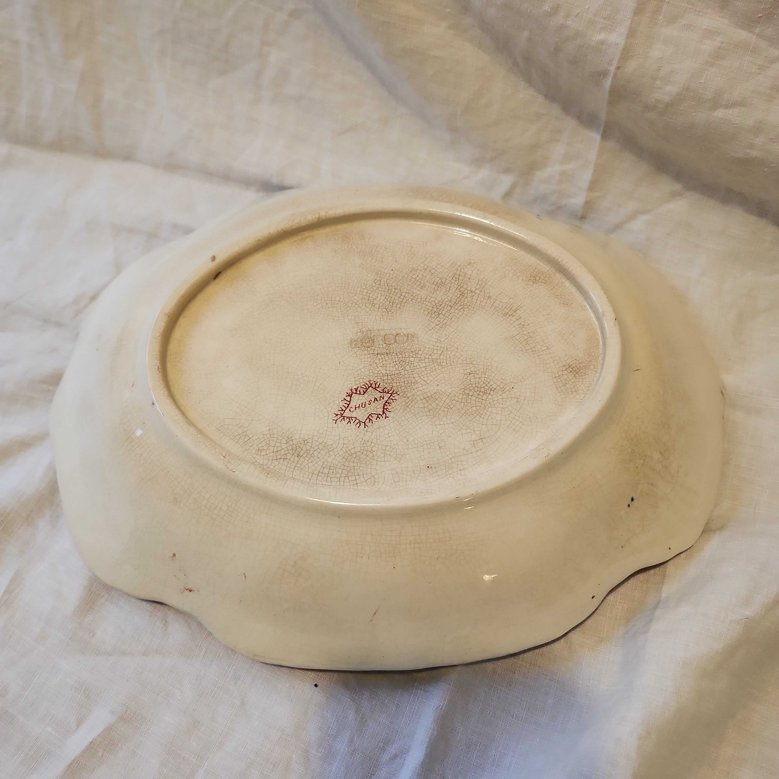 Amazing 19th century Charles Hobson and skn handpainted bowl - Chusan - with crazing
