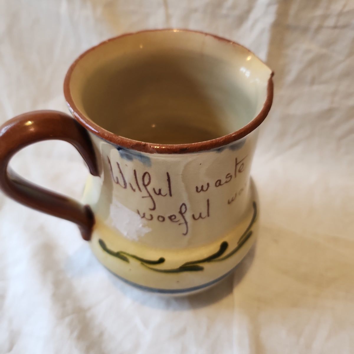 Rare studio pottery jug minor chip on rim