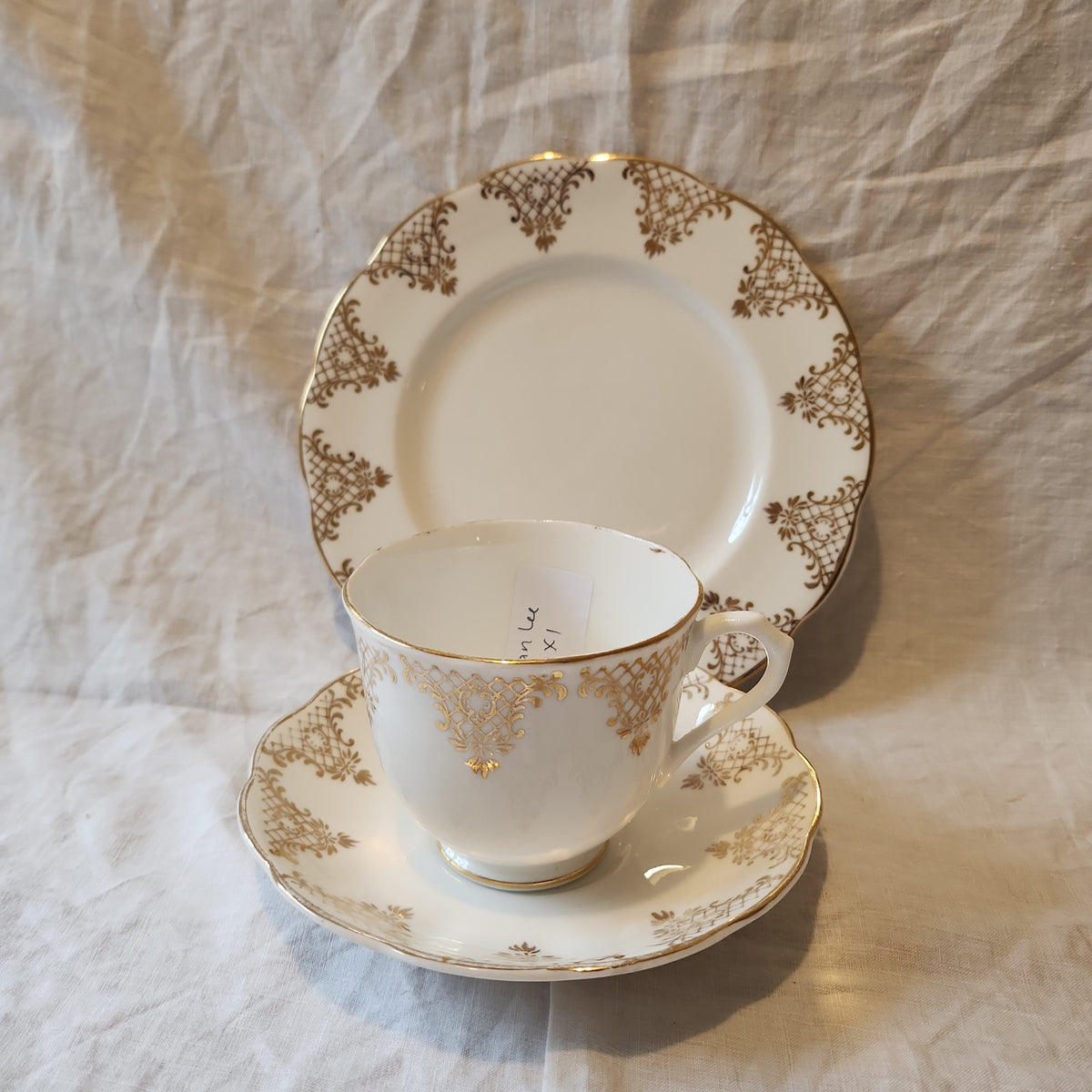 Royal Albert white and Gold tea set trio