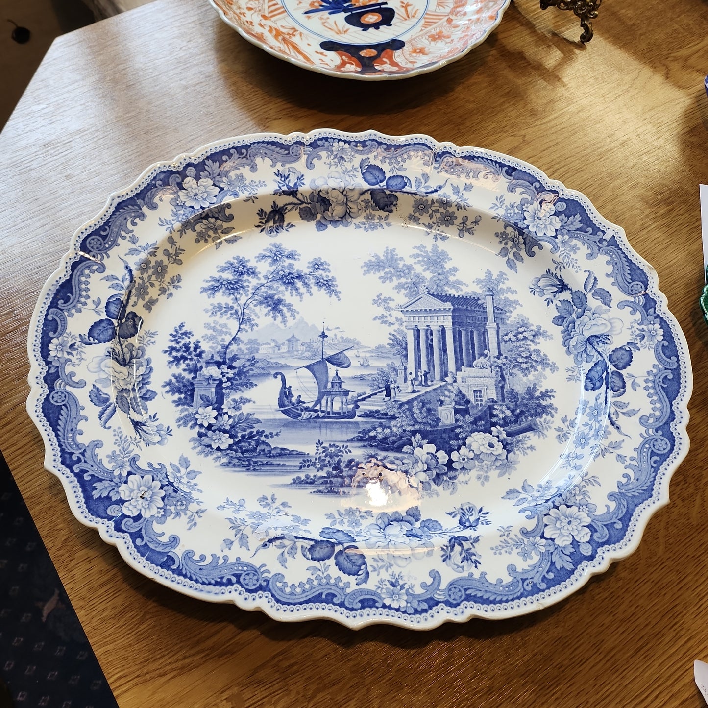 Rare Roger Blue and white oval platter- Athens