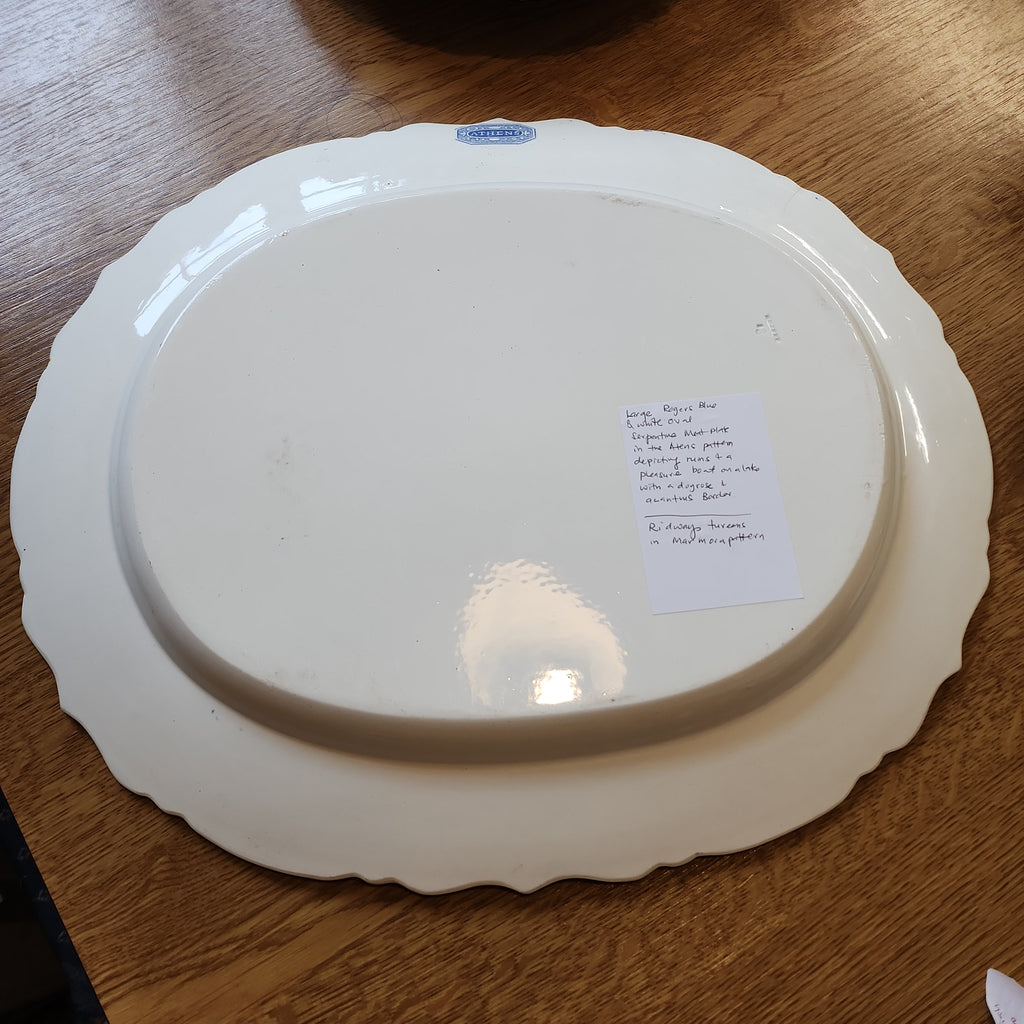 Rare Roger Blue and white oval platter- Athens