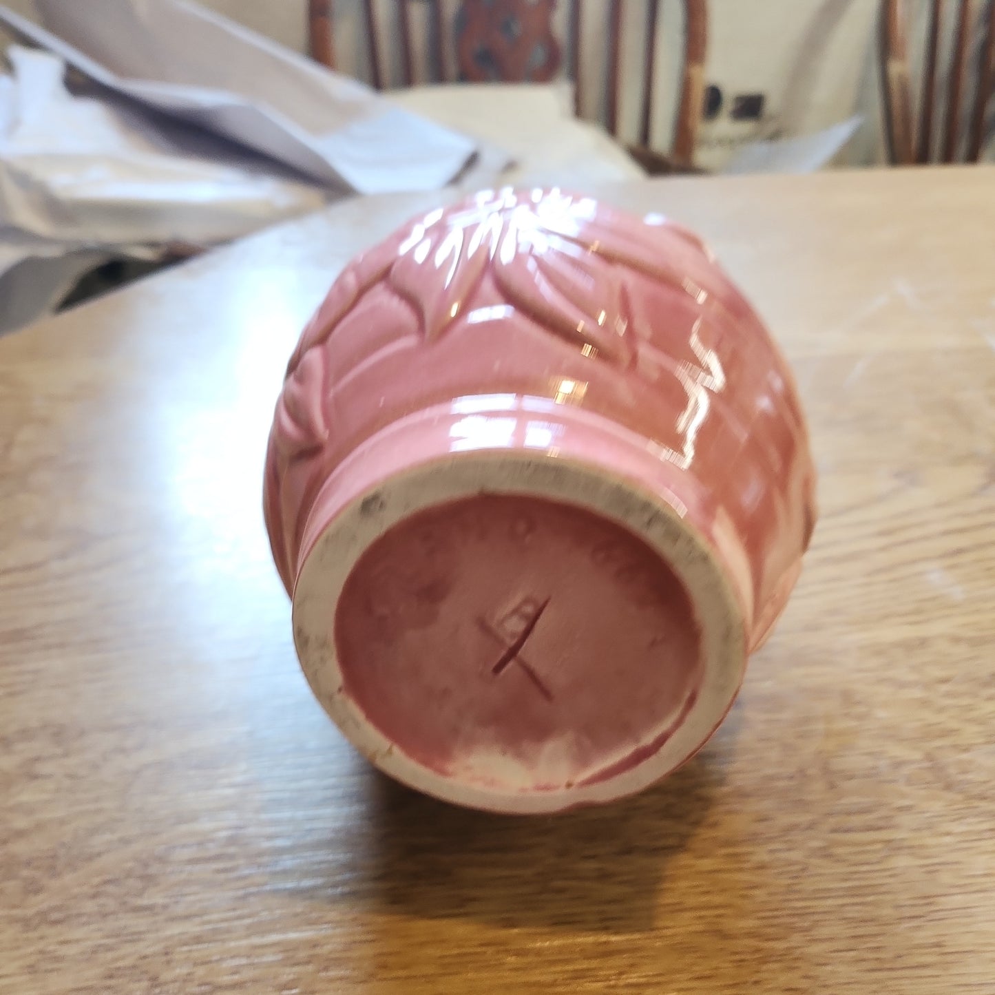Vintage pink studio pottery jug