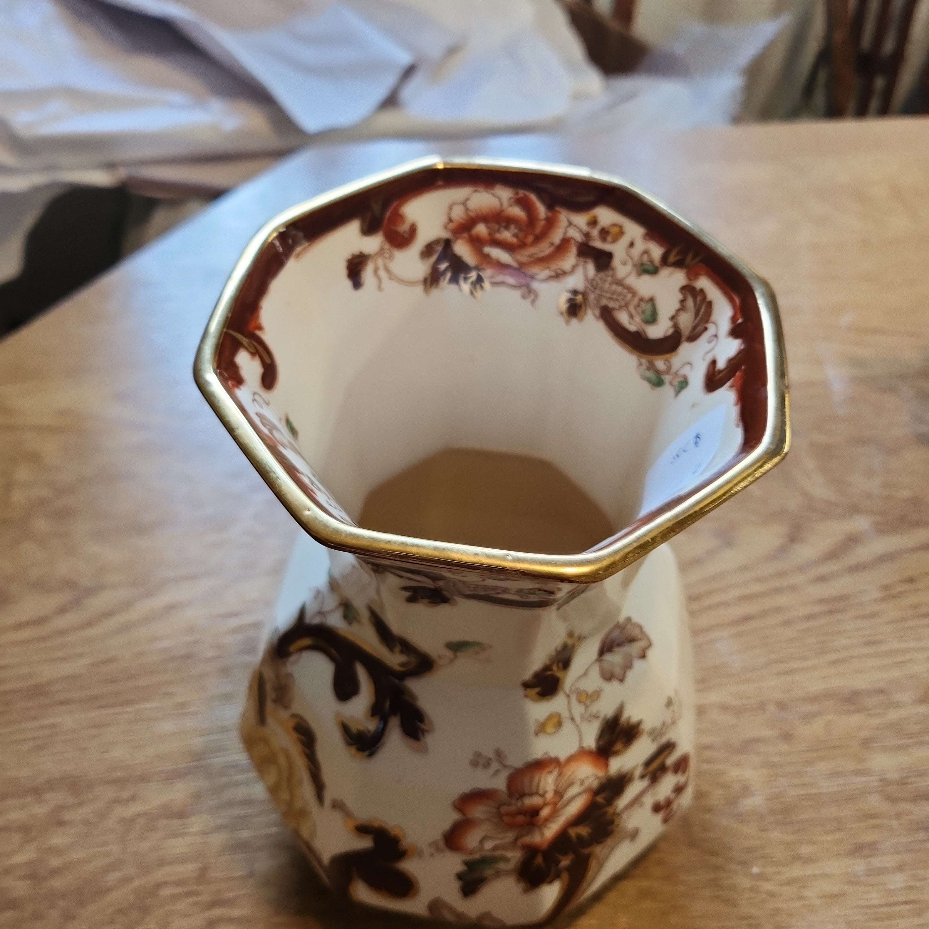 Antique Mason brown velvet handpainted big vase