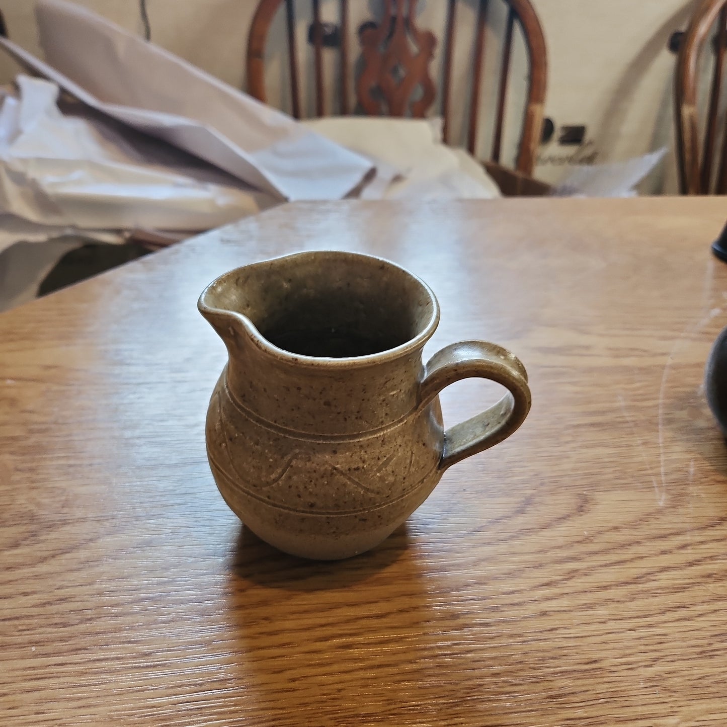 Mid century studio pottery jug with marking