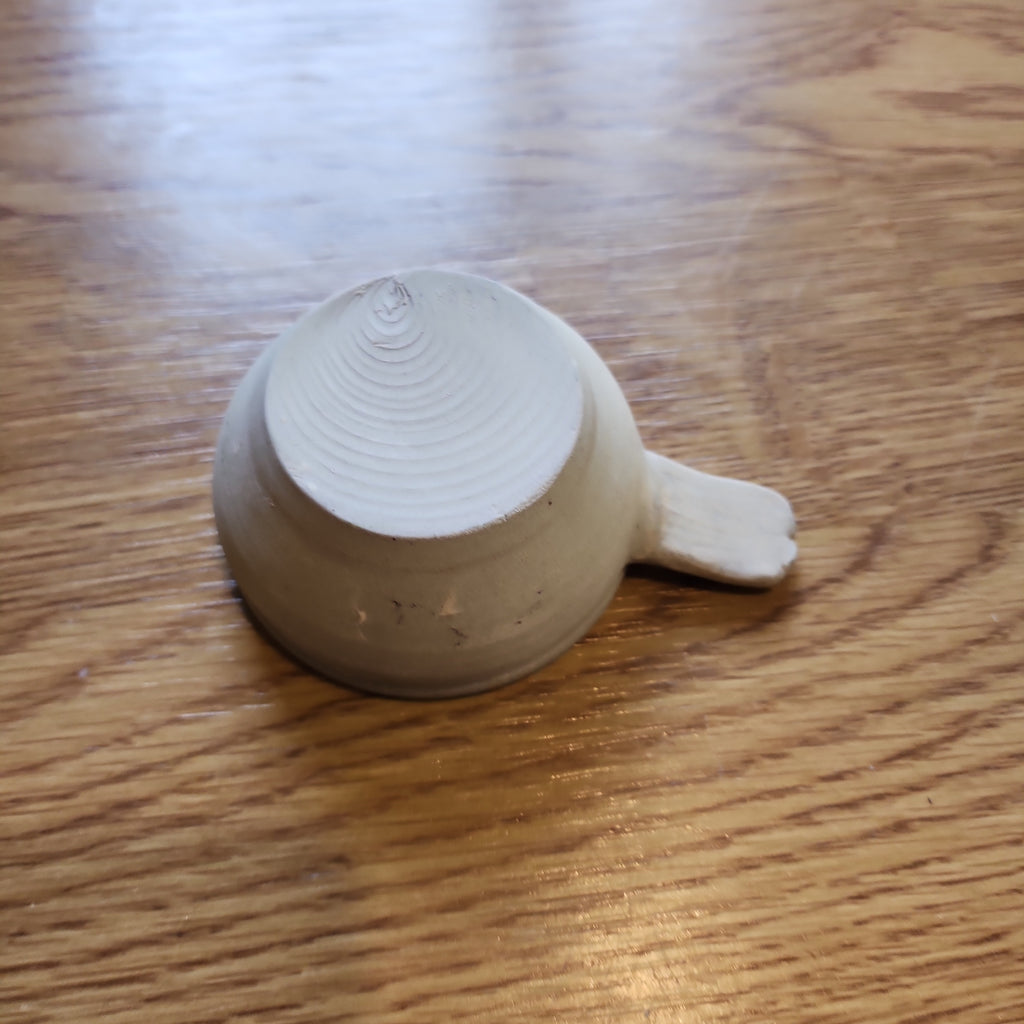 Cute mid century studio pottery small bowl with handle