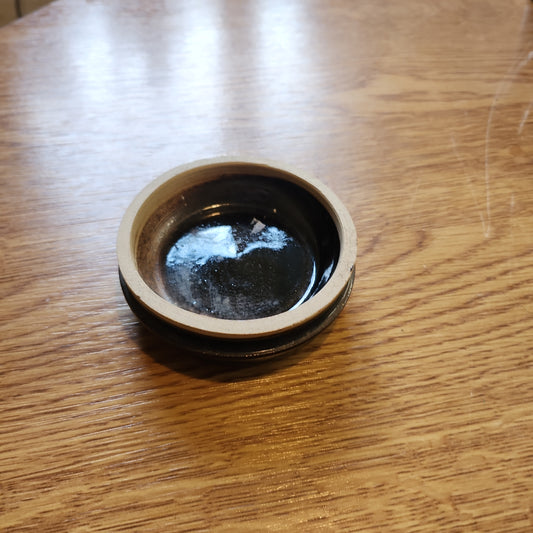 Mid century dark brown studio pottery swallow dish