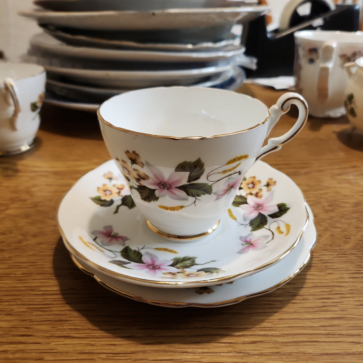 Vintage Harleigh fine bone china tea set trio