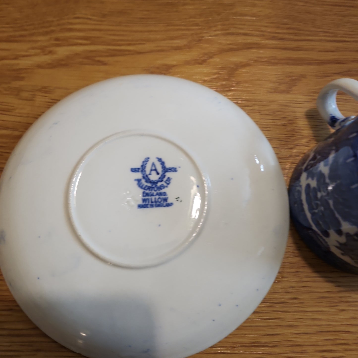 Rare Allerton blue and white willow tea set duo