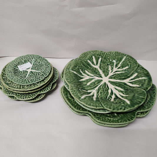 Bordallo Pinheiro Green Leaf Cabbage coupe table ware bundle