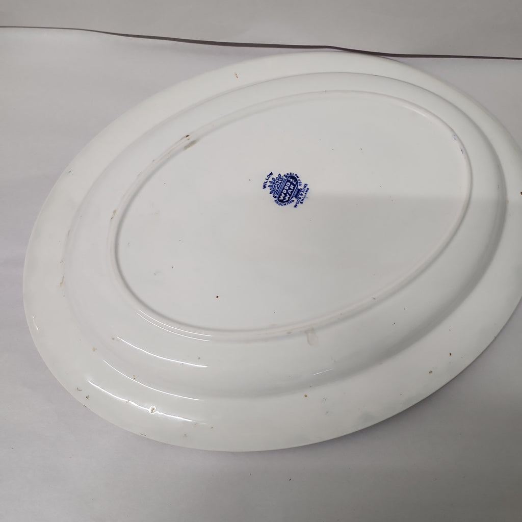 Antique wood and son blue and white willow big platter 36 x 26