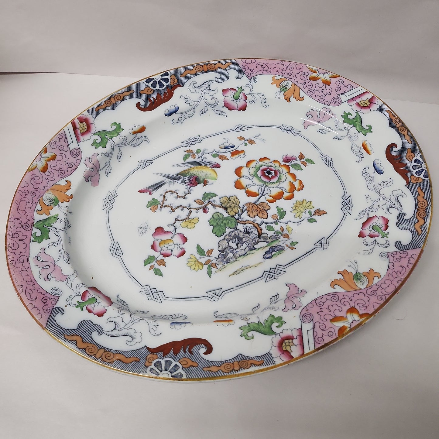Antique 1858-1883 Morleys and Ashworth pink platter