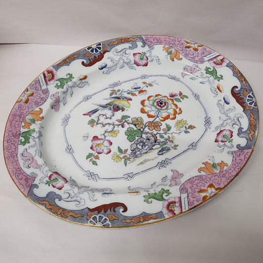 Antique 1858-1883 Morleys and Ashworth pink platter